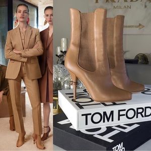 New Burberry Kenzie Stiletto Heel Booties In Amber Brown